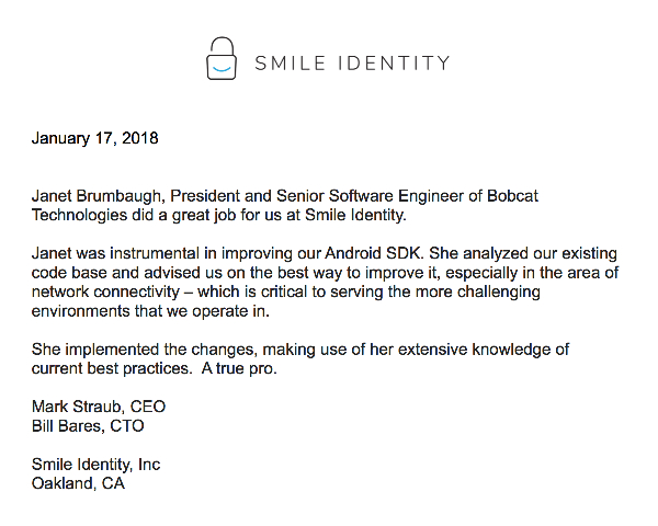 Reference Letter from Smile Identity
